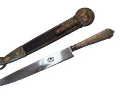 Cuchillo criollo Solingen Guazubirá 24 cm con vaina en plata y oro